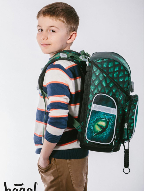 BAAGL  Grünes Schulset Ergo - Aktentasche, Federmäppchen, Tasche Baagl Dragon