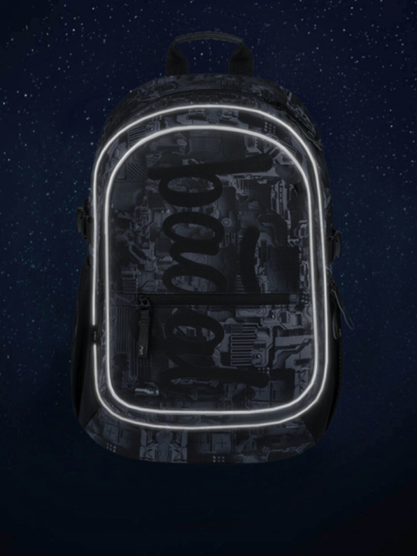 BAAGL  Graues Schulset - Rucksack, Mäppchen, Tasche Baagl Core Technic
