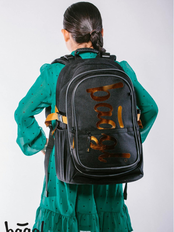 BAAGL  Schwarzes Schulset Core - Rucksack, Mäppchen, Tasche Baagl Metallic Bronze