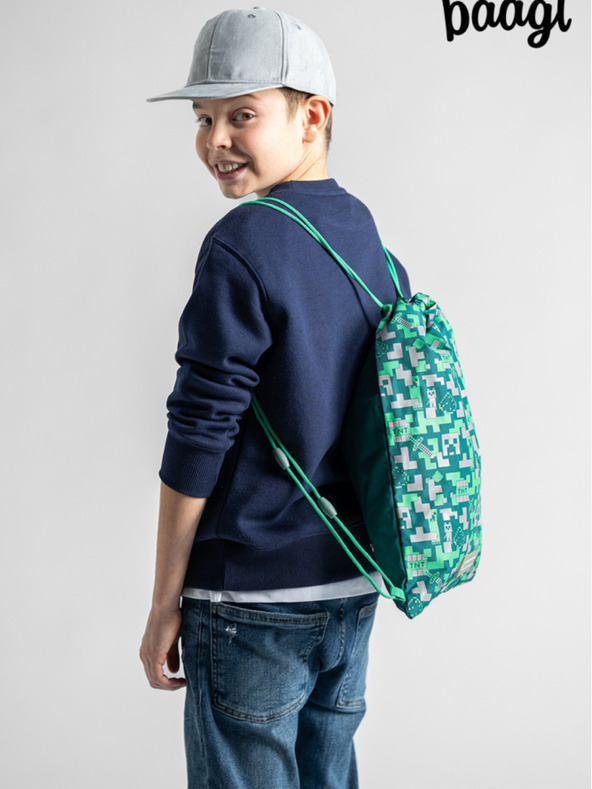 BAAGL  Grünes Schulset - Mäppchen, Tasche Baagl Minecraft 2 Silver Creeper