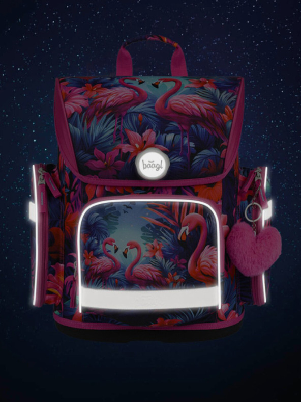 BAAGL  Rosa Schulranzen Ergo Baagl Flamingos