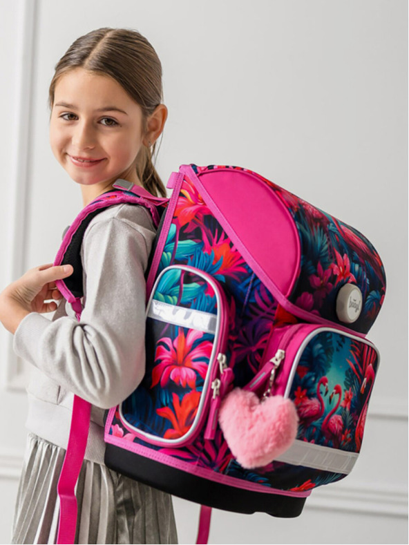 BAAGL  Rosa Schulranzen Ergo Baagl Flamingos