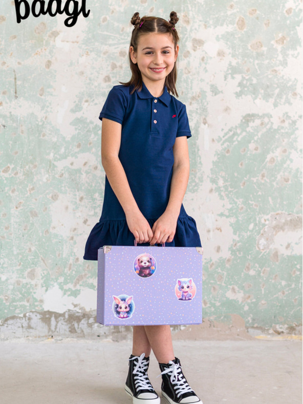 BAAGL  Lila Schulmappe mit Beschlägen Baagl Haustiere