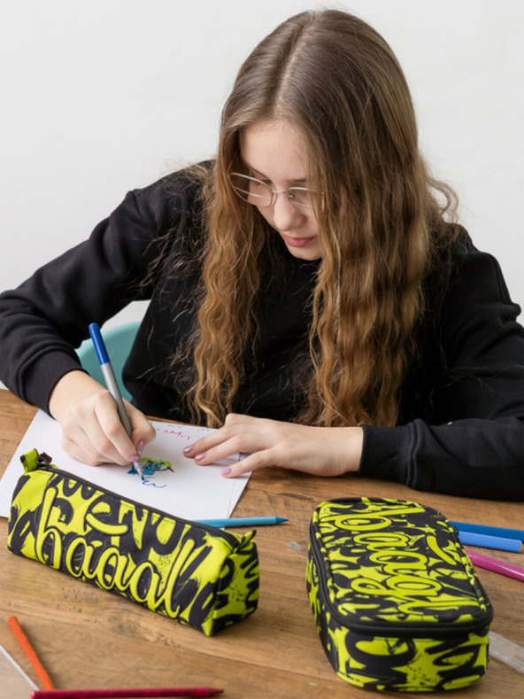 BAAGL  Schwarzer Studentenkoffer lime Baagl