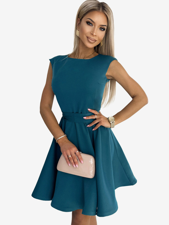 numoco Fließendes Kleid mit kleinen Ärmeln - meerfarben Numoco