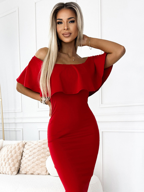 numoco Marbella - Spanisches Grippe-Bleistiftkleid - Rot Numoco