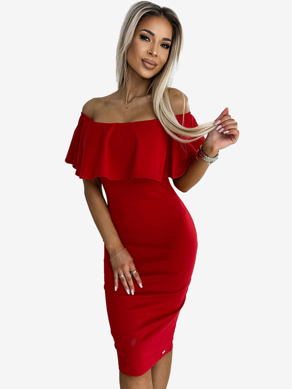 numoco Marbella - Spanisches Grippe-Bleistiftkleid - Rot Numoco