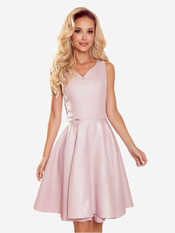 numoco Fließendes Kleid - Herzausschnitt - puderrosa + Glitzer Numoco