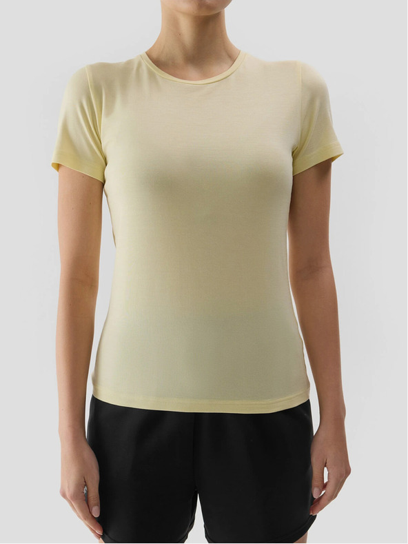 4F Unifarbenes, schmales Damen-T-Shirt 4F