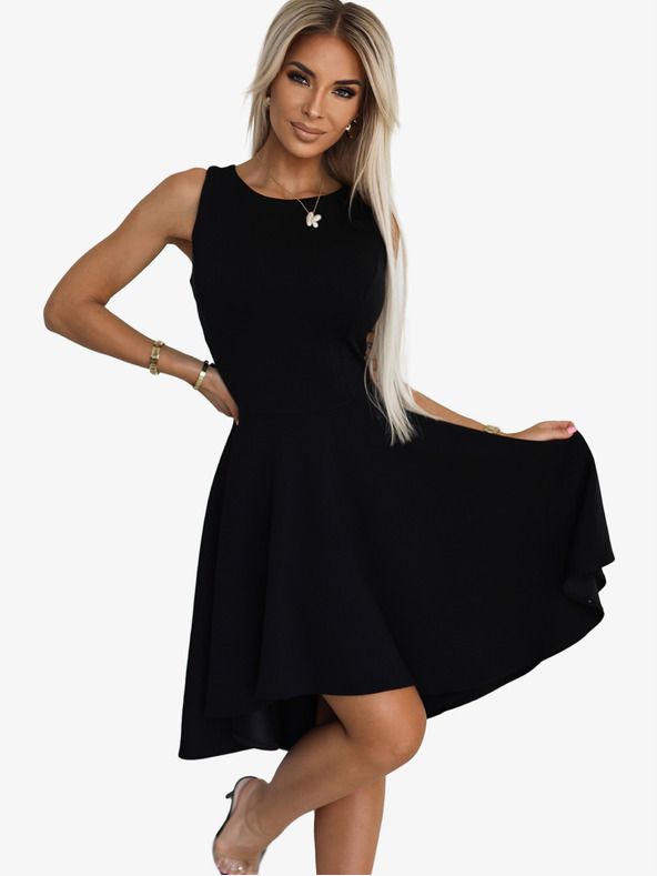 numoco Einzigartiges Kleid mit längerem Rücken - schwarz Numoco