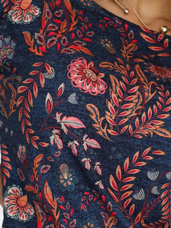 numoco Sportliches Kleid mit Taschen - Blätter auf Jeans Numoco