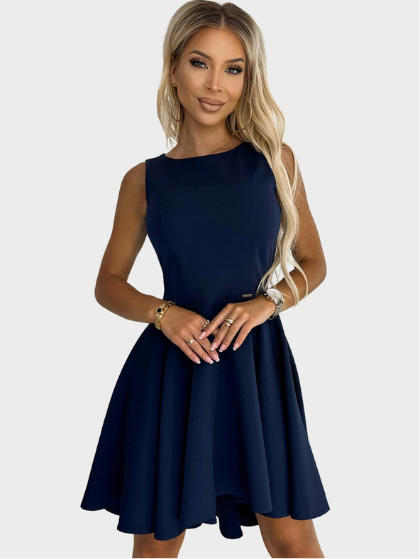 numoco Elegantes Kleid mit längerem Rückenausschnitt - dunkelblau Numoco
