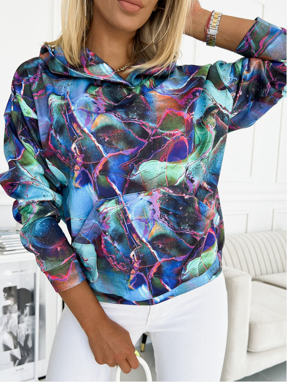 numoco Känguru-Kapuzenpullover - blau marmoriert Numoco