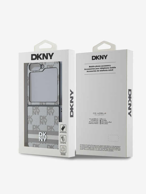 DKNY DKNY PU Leder Karomuster und Streifen Backcover für Samsung Galaxy Z Flip 6 Beige