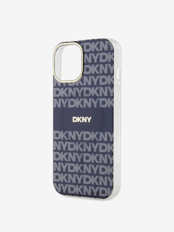 DKNY PC/TPU Repeat Pattern Tonal Stripe Magsafe Back Cover für iPhone 15 Blau DKNY