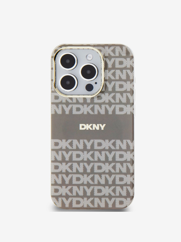 DKNY PC/TPU Wiederholungsmuster Tonal Stripe Magsafe Back Cover für iPhone 14 Pro Max Beige DKNY