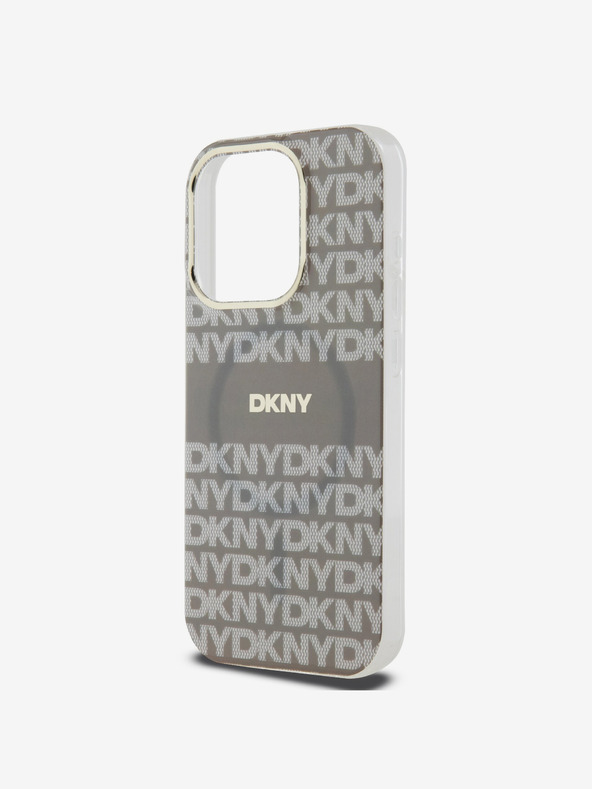 DKNY PC/TPU Wiederholungsmuster Tonal Stripe Magsafe Back Cover für iPhone 14 Pro Max Beige DKNY