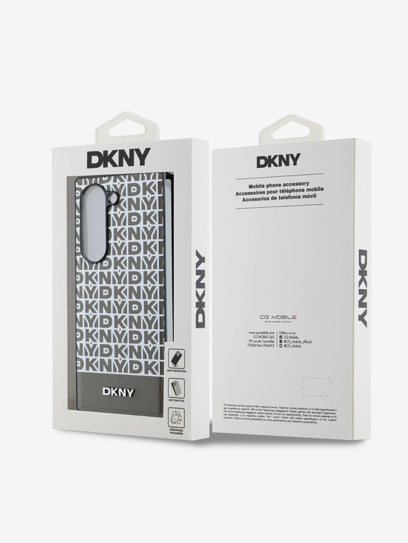 DKNY DKNY PU Leder Wiederholungsmuster Boden Streifen MagSafe Back Cover für Samsung Galaxy Z Fold 6 Braun