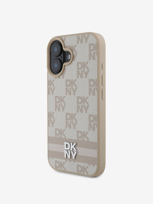 DKNY DKNY PU Leder Karomuster und Streifen Back Cover für iPhone 16 Pink