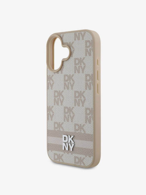 DKNY DKNY PU Leder Karomuster und Streifen Back Cover für iPhone 16 Pink