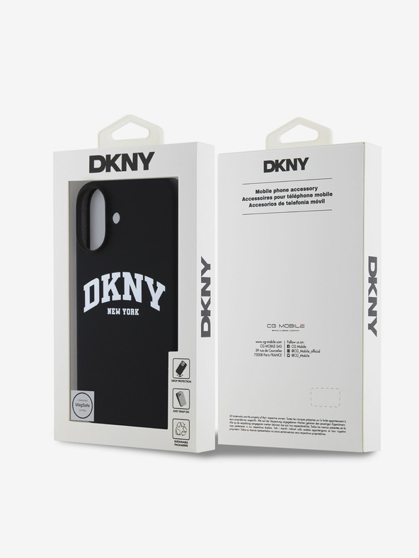DKNY DKNY Liquid Silicone Arch Logo MagSafe Back Cover für iPhone 16 Plus Schwarz