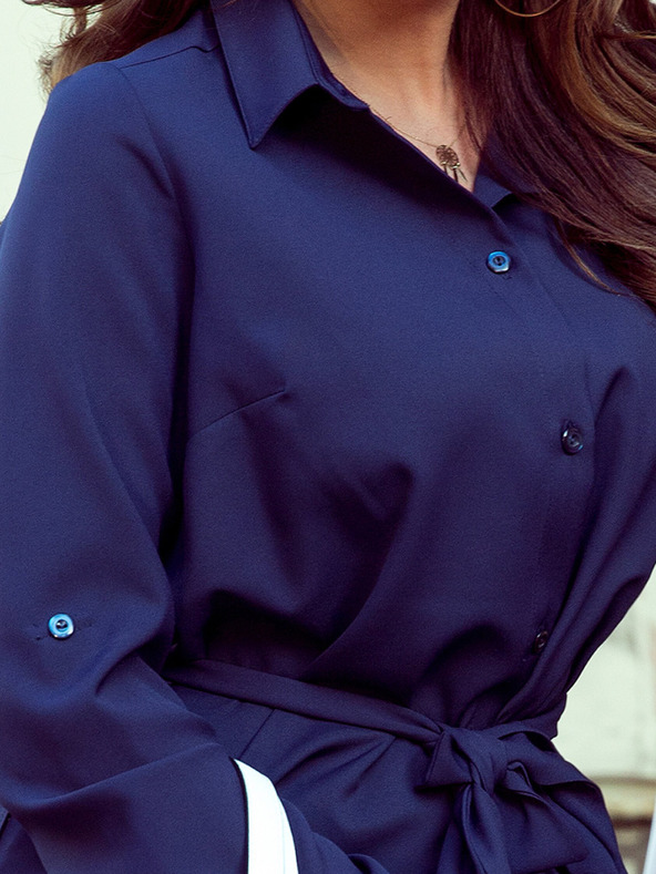 numoco Hemdblusenkleid mit Knöpfen - dunkelblau Numoco