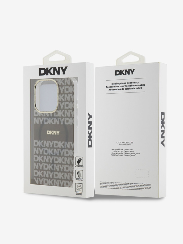 DKNY PC/TPU Repeat Pattern Tonal Stripe Magsafe Back Cover für iPhone 13 Pro Beige DKNY