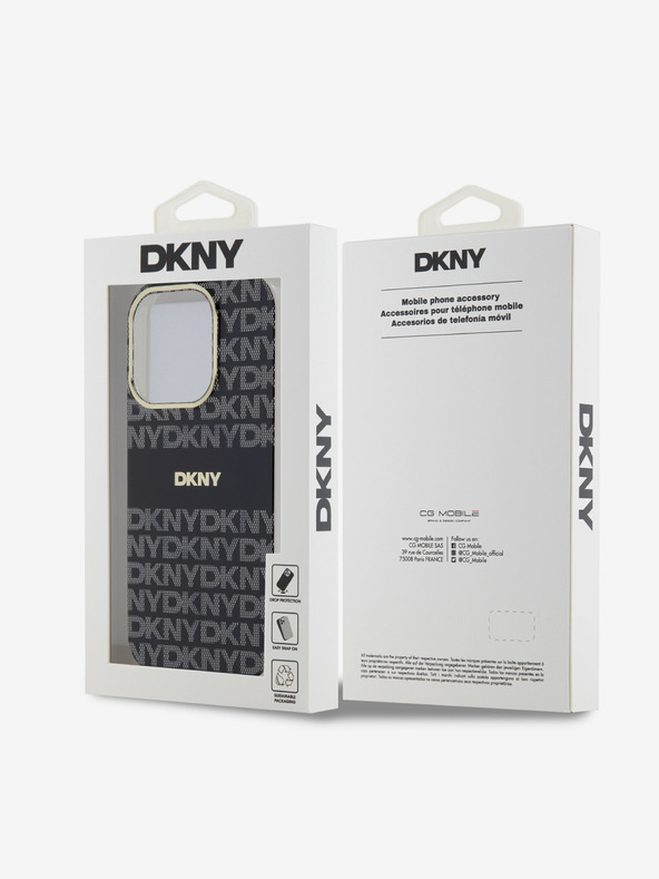 DKNY PC/TPU Repeat Pattern Tonal Stripe Magsafe Back Cover für iPhone 14 Pro Max Schwarz DKNY