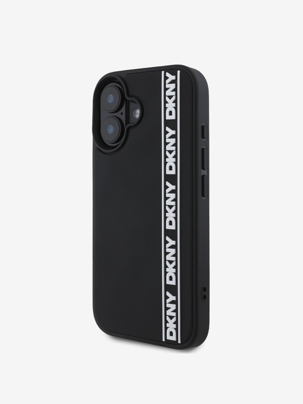 DKNY DKNY 3D Rubber Repeat Logo Line Back Cover für iPhone 16 Schwarz