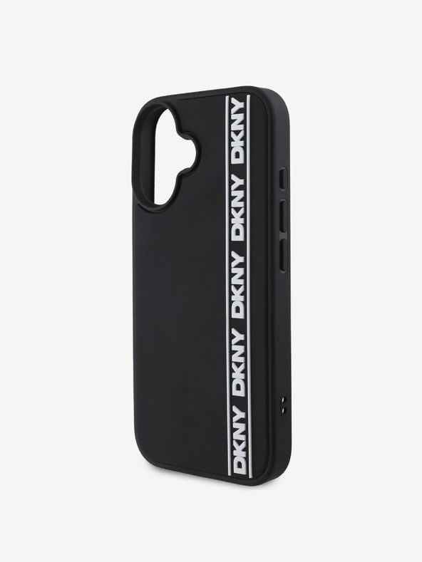 DKNY DKNY 3D Rubber Repeat Logo Line Back Cover für iPhone 16 Schwarz