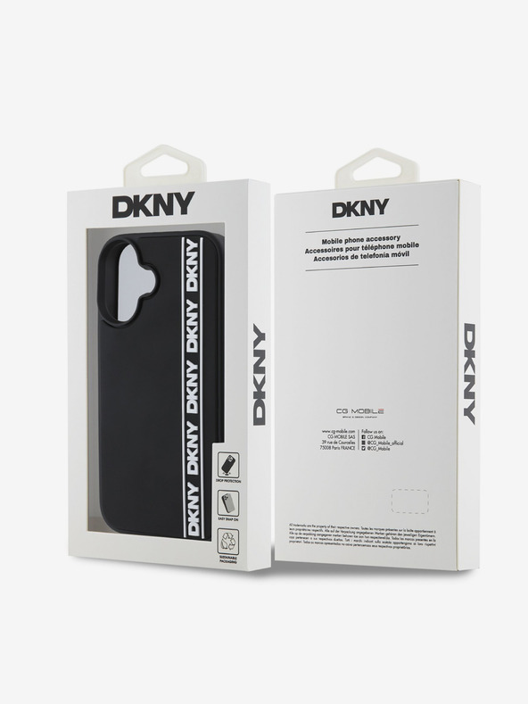 DKNY DKNY 3D Rubber Repeat Logo Line Back Cover für iPhone 16 Schwarz