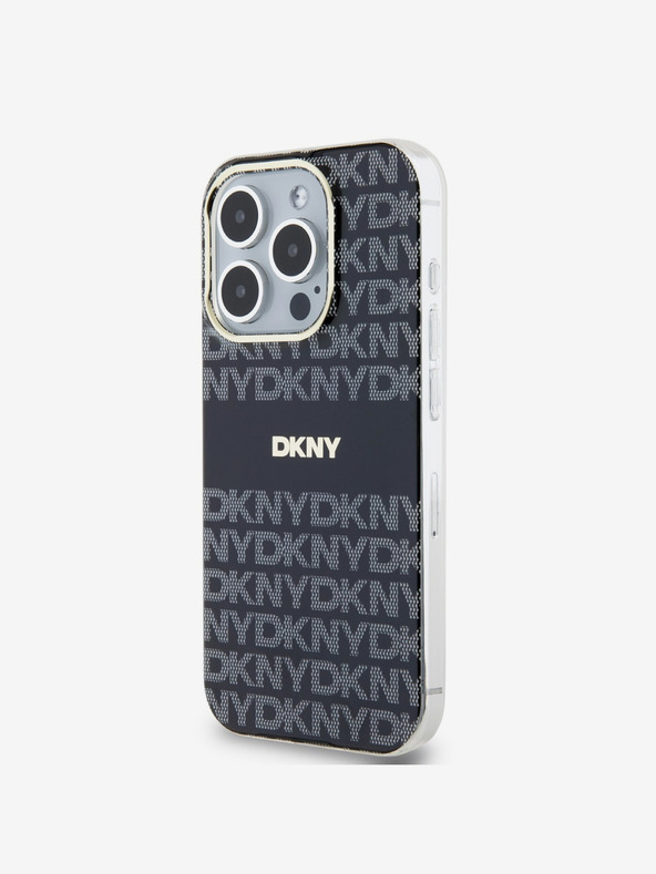 DKNY PC/TPU Wiederholungsmuster Tonal Stripe Magsafe Back Cover für iPhone 15 Pro Max Schwarz DKNY