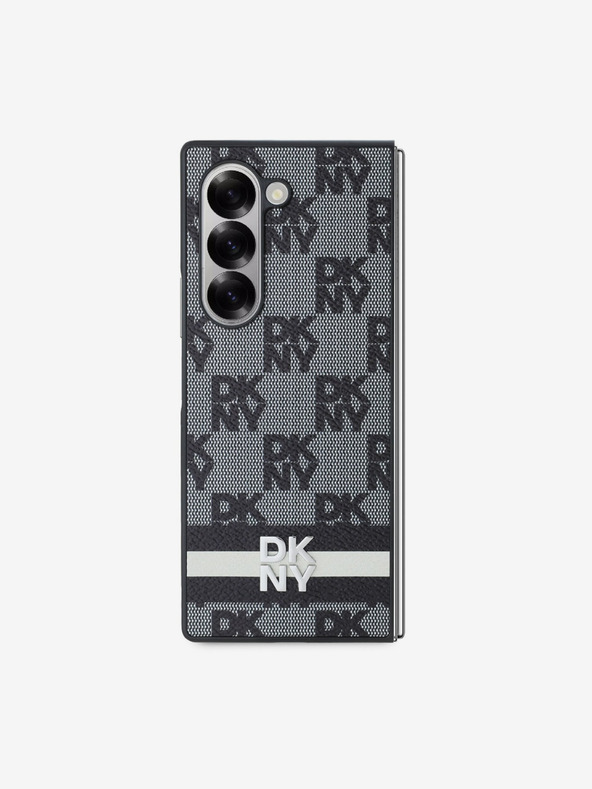 DKNY DKNY PU Leder Karomuster und Streifen Back Cover für Samsung Galaxy Z Fold 6 Schwarz