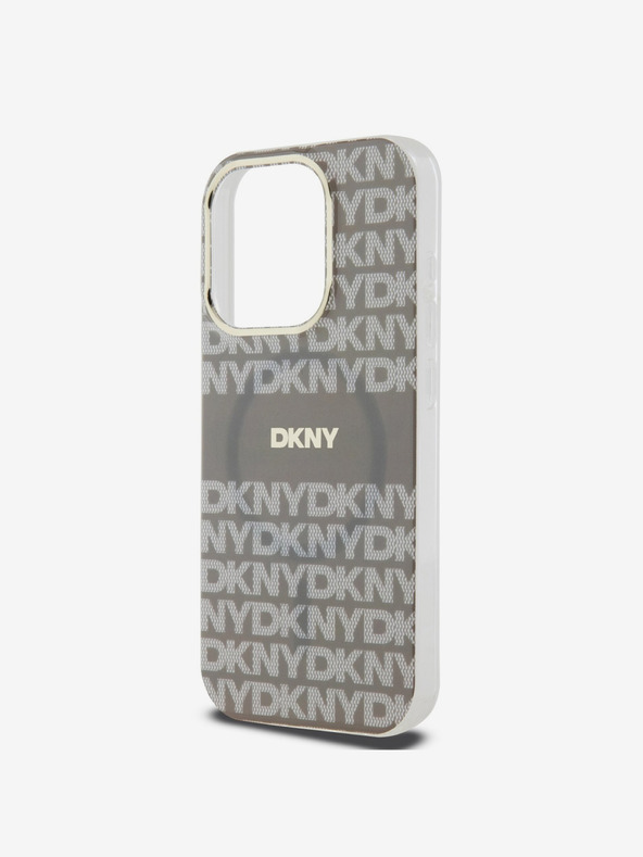 DKNY PC/TPU Wiederholungsmuster Tonal Stripe Magsafe Back Cover für iPhone 15 Pro Max Beige DKNY