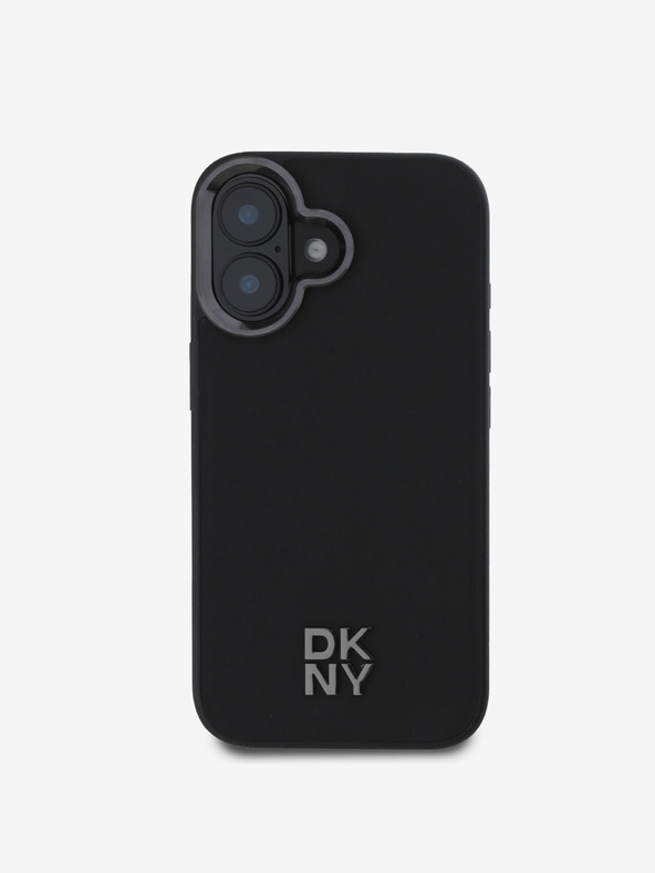 DKNY DKNY PU Leder Stack Logo Magsafe Schutzhülle für iPhone 16 Schwarz