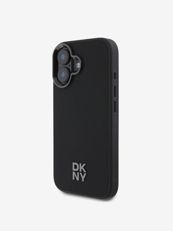 DKNY DKNY PU Leder Stack Logo Magsafe Schutzhülle für iPhone 16 Schwarz