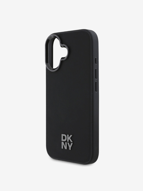 DKNY DKNY PU Leder Stack Logo Magsafe Schutzhülle für iPhone 16 Schwarz