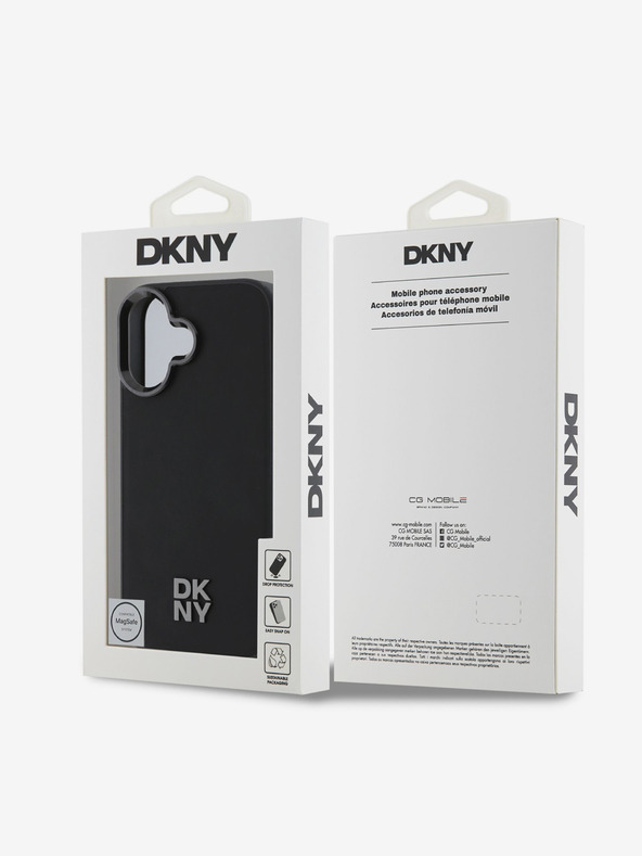 DKNY DKNY PU Leder Stack Logo Magsafe Schutzhülle für iPhone 16 Schwarz