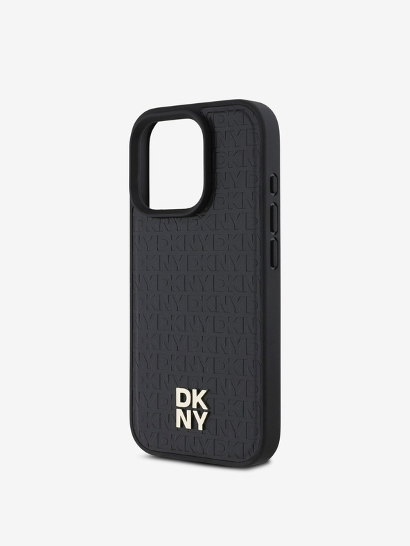 DKNY DKNY PU Leder Repeat Pattern Stack Logo MagSafe Back Cover für iPhone 16 Pro Max Schwarz