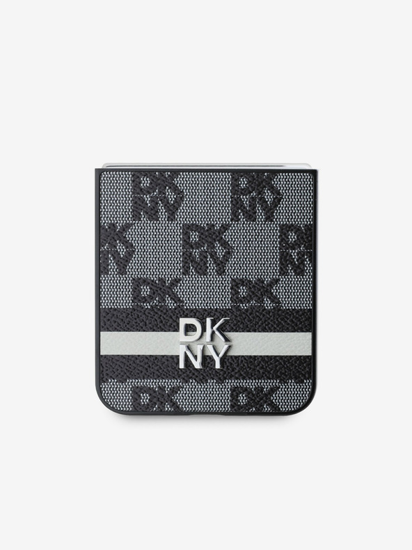 DKNY DKNY PU Leder Karomuster und Streifen Back Cover für Samsung Galaxy Z Flip 6 Schwarz
