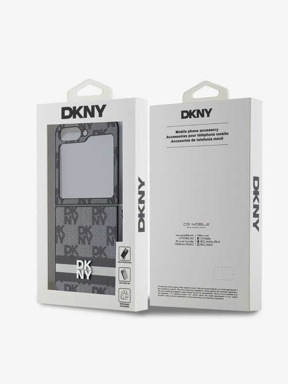 DKNY DKNY PU Leder Karomuster und Streifen Back Cover für Samsung Galaxy Z Flip 6 Schwarz