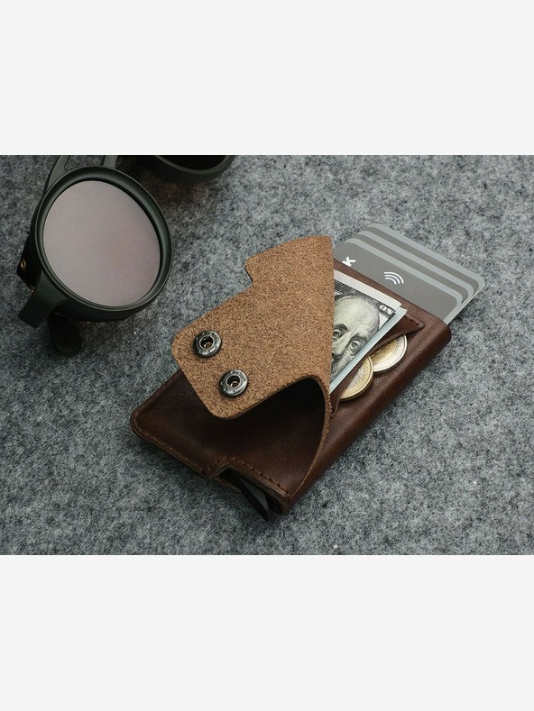 Pularys Pularys Herren Portemonnaie aus Leder Funky braun