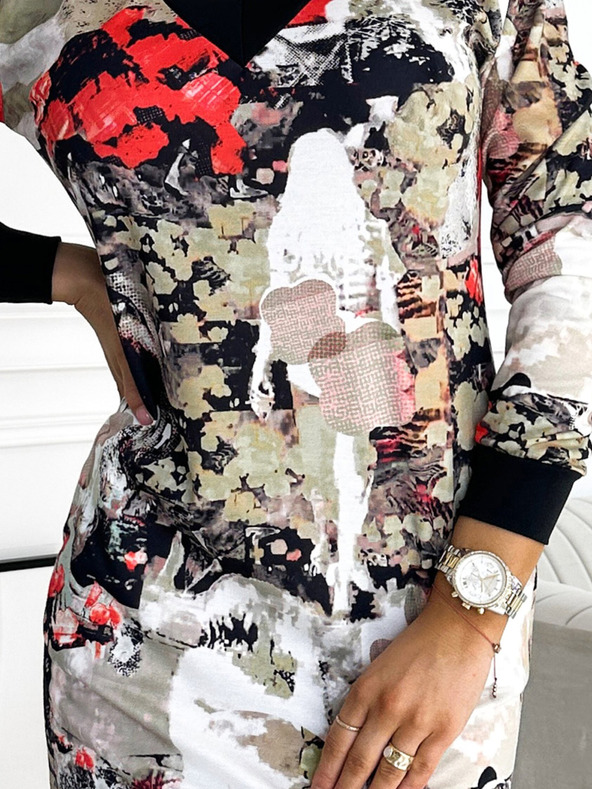 numoco Langärmeliges Kleid mit Ausschnitt - Farbe Numoco ELVIRA