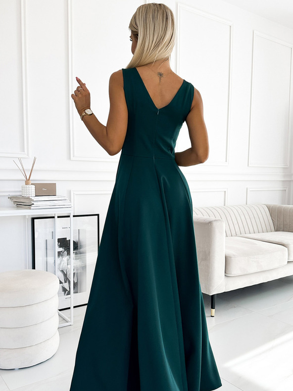 numoco Langes elegantes Kleid mit Dekolleté - grün Numoco CINDY