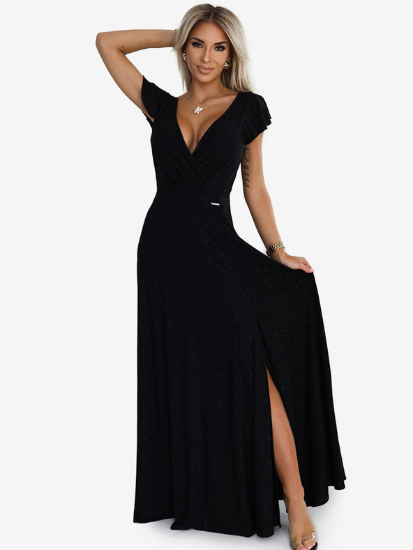 numoco Glitzerndes langes Kleid mit Sweetheart-Ausschnitt - schwarz Numoco CRYSTAL