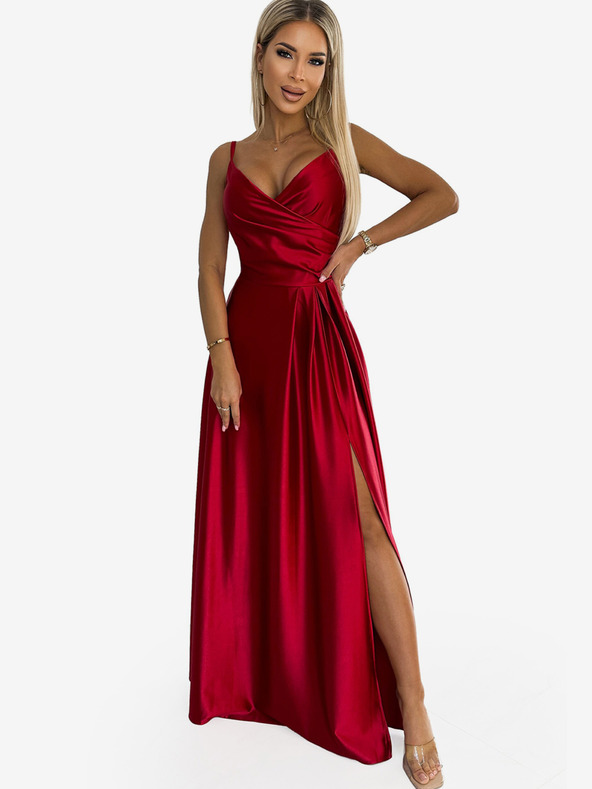 numoco Elegantes trägerloses Maxikleid aus Satin - Rot Numoco CHIARA