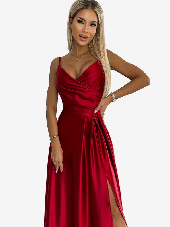 numoco Elegantes trägerloses Maxikleid aus Satin - Rot Numoco CHIARA