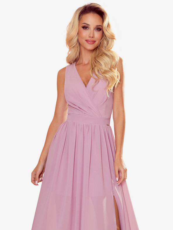 numoco Langes Kleid mit Ausschnitt und Bindeband - dirty pink Numoco JUSTINE
