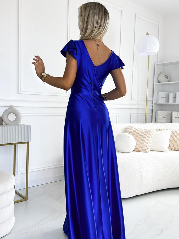numoco Langes Kleid aus Satin mit Sweetheart-Ausschnitt - blau Numoco CRYSTAL