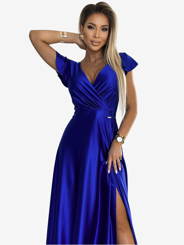 numoco Langes Kleid aus Satin mit Sweetheart-Ausschnitt - blau Numoco CRYSTAL